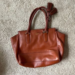 Coach brown leather tote shoulder bag